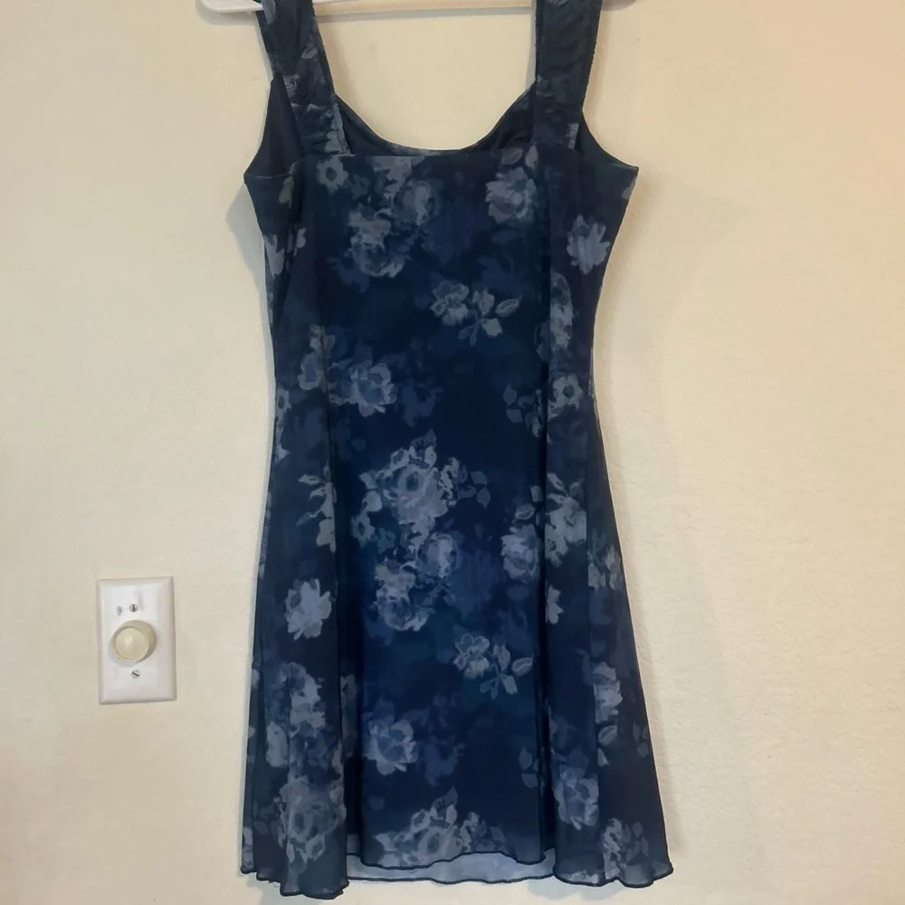 Stitch & Pine Medium Floral Blue Dress Y2K Vibes